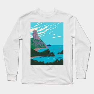 Do Meio and Conceicao beaches in Fernando de Noronha Pernambuco Brazil WPA Art Deco Poster Long Sleeve T-Shirt